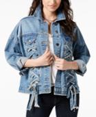 Moon River Cotton Lace-up Denim Jacket