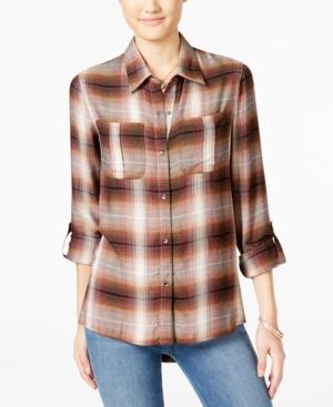 Jessica Simpson Dion Tab-sleeve Plaid Shirt