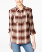 Jessica Simpson Dion Tab-sleeve Plaid Shirt
