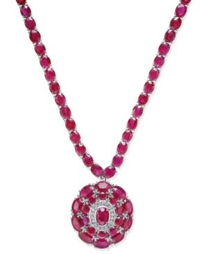 Certified Ruby (52 Ct. T.w.) And Diamond (1/8 Ct. T.w.) Pendant Necklace In Sterling Silver