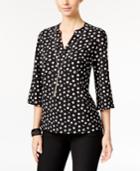 Ny Collection Petite Printed Top With Necklace