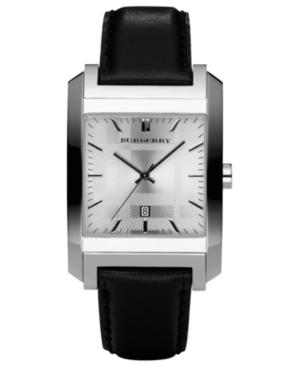 Burberry Watch, Men's Black Leather Strap 33mm Bu1570
