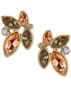 2028 Gold-tone Peach Crystal Cluster Stud Earrings