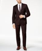 Calvin Klein Men's Slim-fit Burgundy Flannel Suit