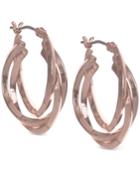 Anne Klein Rose Gold-tone Triple Ring Hoop Earrings