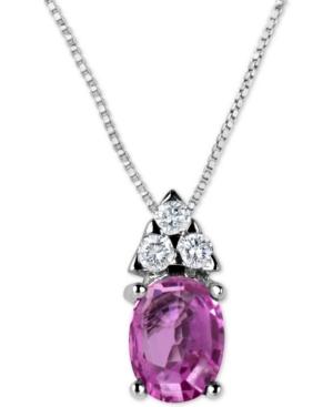 Pink Sapphire (1-1/10 Ct. T.w.) & Diamond (1/8 Ct. T.w.) 16 Pendant Necklace In 14k White Gold