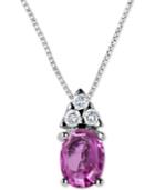 Pink Sapphire (1-1/10 Ct. T.w.) & Diamond (1/8 Ct. T.w.) 16 Pendant Necklace In 14k White Gold