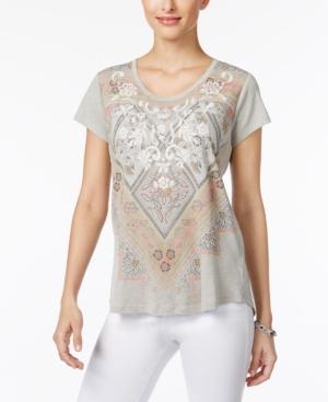 Style & Co Petite Embroidered Graphic T-shirt, Only At Macy's