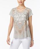 Style & Co Petite Embroidered Graphic T-shirt, Only At Macy's