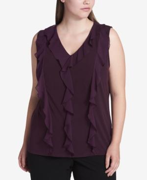 Calvin Klein Plus Size Ruffle-front Shell