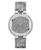 Bulova Women's Rubaiyat Diamond (1/4 Ct. T.w.) Gray Leather Strap Watch 35mm