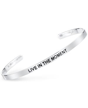Unwritten Live In The Moment Engraved Cuff Bracelet In Sterling Silver