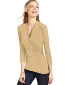 Charter Club Petite Faux-wrap Top, Only At Macy's