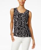 Jm Collection Petite Printed Jacquard Shell, Created For Macy's