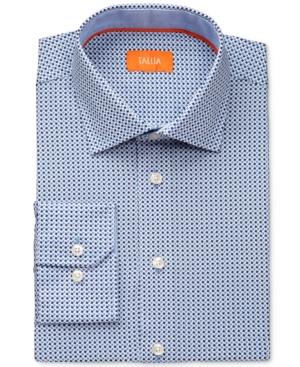 Tallia Men's Fitted Blue Geo Dress Shirt