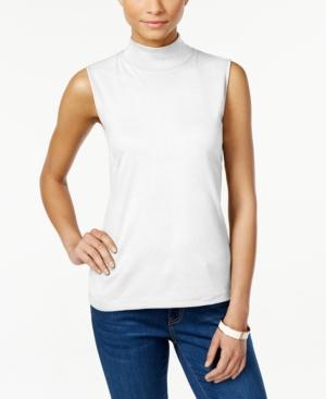 Karen Scott Petite Sleeveless Mock-turtleneck Top, Only At Macy's