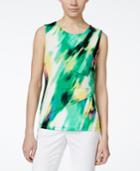 Calvin Klein Ruched Printed Sleeveless Top