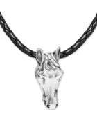 American West Horse Head Leather Pendant Necklace In Sterling Silver, 18 + 2 Extender
