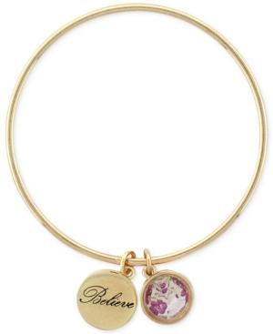 Bcbgeneration Gold-tone Message Crystal Bangle Bracelet