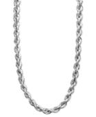 "14k White Gold Necklace, 30"" Hollow Rope Chain"