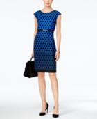 Connected Geo-print Belted Sheath Dress
