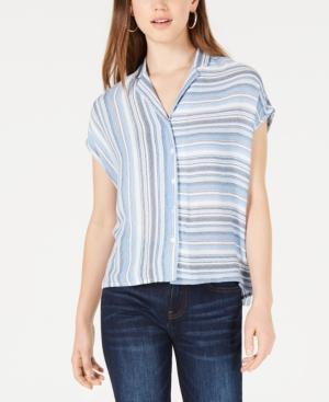 Bcx Juniors' Striped Button-front Top