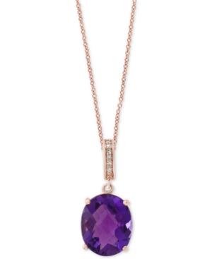 Effy Amethyst (4-3/8 Ct. T.w.) & Diamond Accent Pendant Necklace In 14k Rose Gold