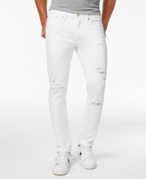Sean John Men's Essex Slim-fit Stretch White Destroyed Jeans