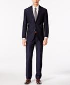Dkny Men's Navy Linen Blend Extra Slim Fit Suit