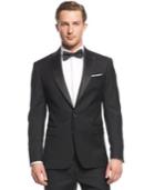 Ryan Seacrest Distinction Black Peak Lapel Slim-fit Tuxedo Jacket