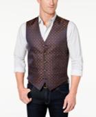 Tallia Orange Men's Modern-fit Navy/gold Medallion-print Vest