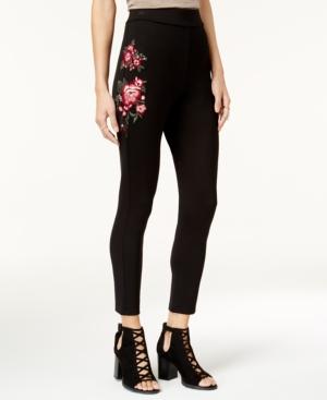 Lily Black Juniors' Embroidered Skinny Pants, Created For Macy's