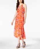 Vince Camuto Floral-print Chiffon High-low Maxi Dress