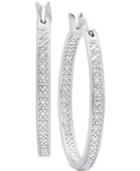Diamond Accent Hoop Earrings In Sterling Silver