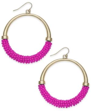 Trina Turk X I.n.c. Large 2 Gold-tone Beaded Drop Hoop Earrings, Created For Macy's
