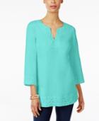 Jm Collection Lace Split-neck Tunic, Only At Macy's