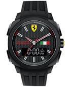 Scuderia Ferrari Men's Analog-digital Aerodinamico Black Silicone Strap Watch 46mm 830123