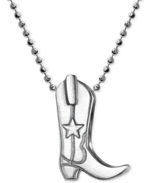 Little Cities By Alex Woo Cowboy Boot Pendant Necklace In Sterling Silver