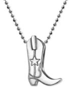Little Cities By Alex Woo Cowboy Boot Pendant Necklace In Sterling Silver