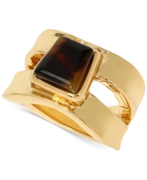 Robert Lee Morris Soho Gold-tone Faux Tortoiseshell Statement Ring