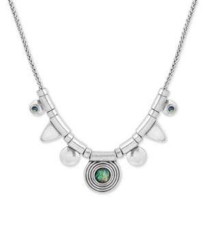 Lucky Brand Silver-tone Abalone & White Stone Collar Necklace, 18 + 2 Extender