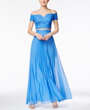 B Darlin Juniors' 2-pc. Off-the-shoulder Pleated Gown
