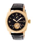 Heritor Automatic Helmsley Gold & Black Leather Watches 45mm