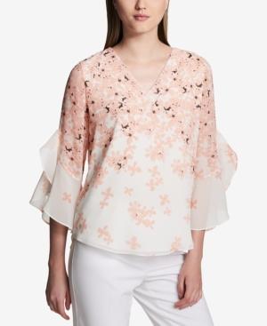 Calvin Klein V-neck Ruffle-sleeve Top