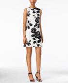 Jessica Howard Sleeveless Textured Floral-print Shift Dress