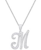 Diamond Accent Script Initial Pendant Necklace In Sterling Silver