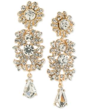 Abs By Allen Schwartz Gold-tone Crystal Cluster Chandelier Earrings