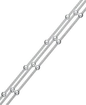 Giani Bernini Sterling Silver Bracelet, Station Bead 3-chain Bracelet