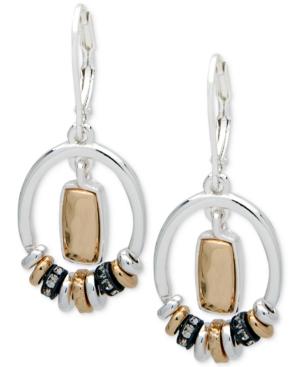 Nine West Tri-tone Pave Orbital Drop Earrings
