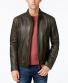 Hugo Boss Green Men's Jofynn Full-zip Leather Jacket